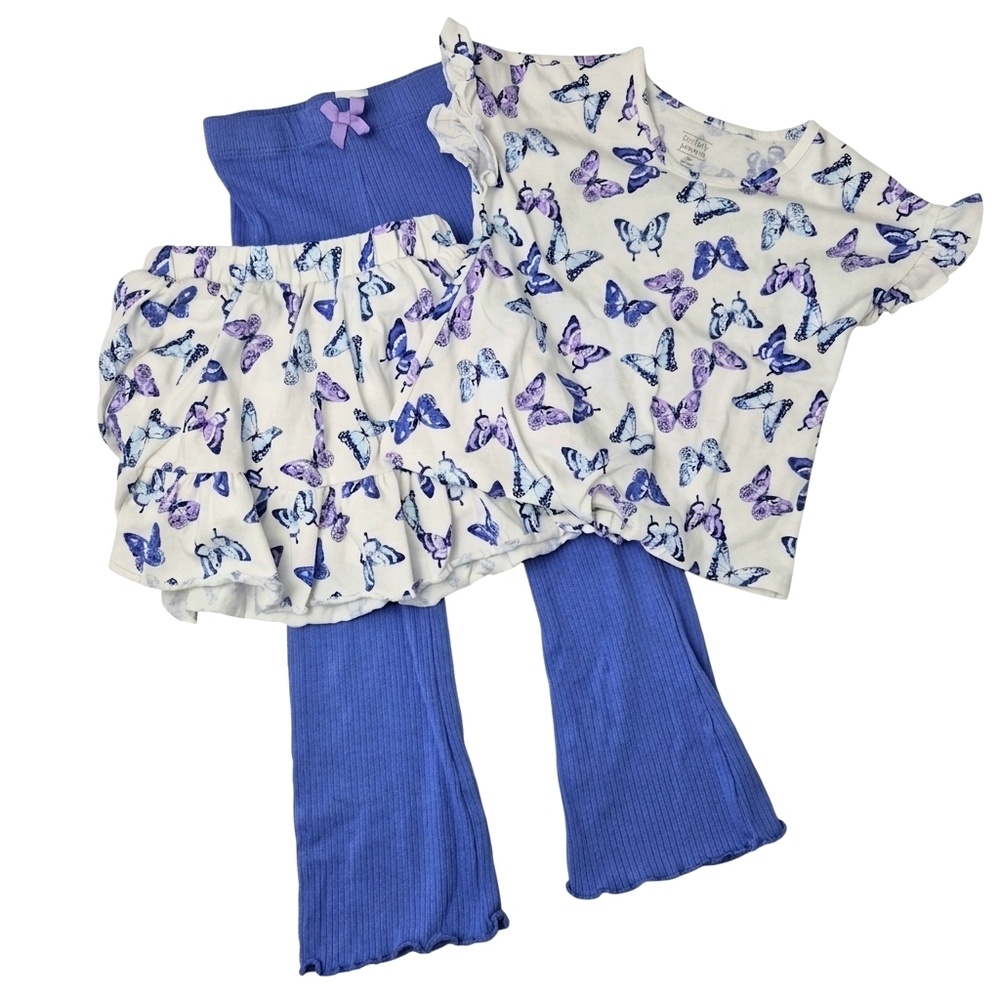 NWOT Berkley Jensen Butterfly Skort  Tie-Front & Flare Leggings 3pc Set - Size 6
